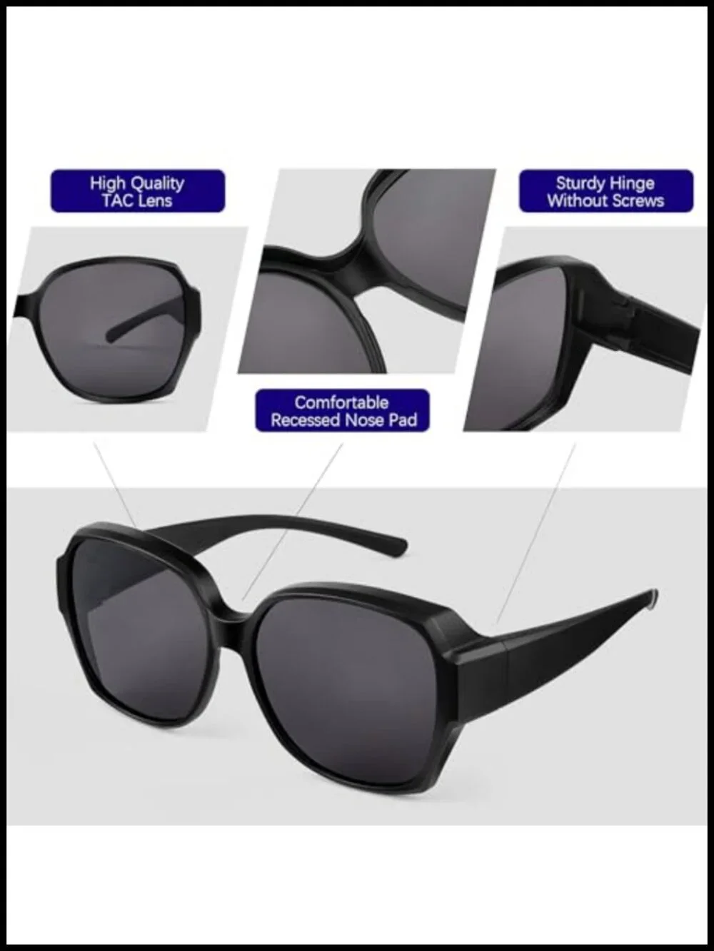 Polarized Sunglasses Fit Over Glasses TR90 Frame UV400 Protection Fishing